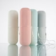 thumbnail image 2 of Toothbrush Holder Stripe Travel Toothpaste Storage Box Plastic Toothpaste Storage Box Bathroom Wash Cup Traveling Outdoor Hiking Toothbrush Case, 2 of 7