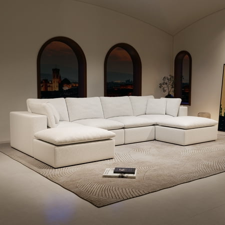 Sofa with Sectional and 68.9" White Fabric, Living Room
