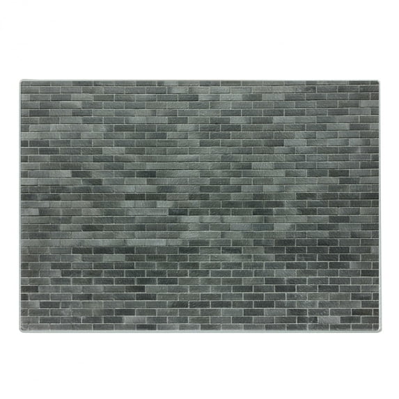 Grey and White Cutting Board, Modern Brick Wall Tiles Urban Construction Architecture Building Town Art Picture, Decorative Tempered Glass Cutting and Serving Board, Small Size, Grey, by Ambesonne