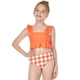 thumbnail image 3 of uublik Toddler Swimsuit Girl Summer Small Ruffle Solid Color Plaid Split Swimsuit, Sizes 2M-12, 3 of 5
