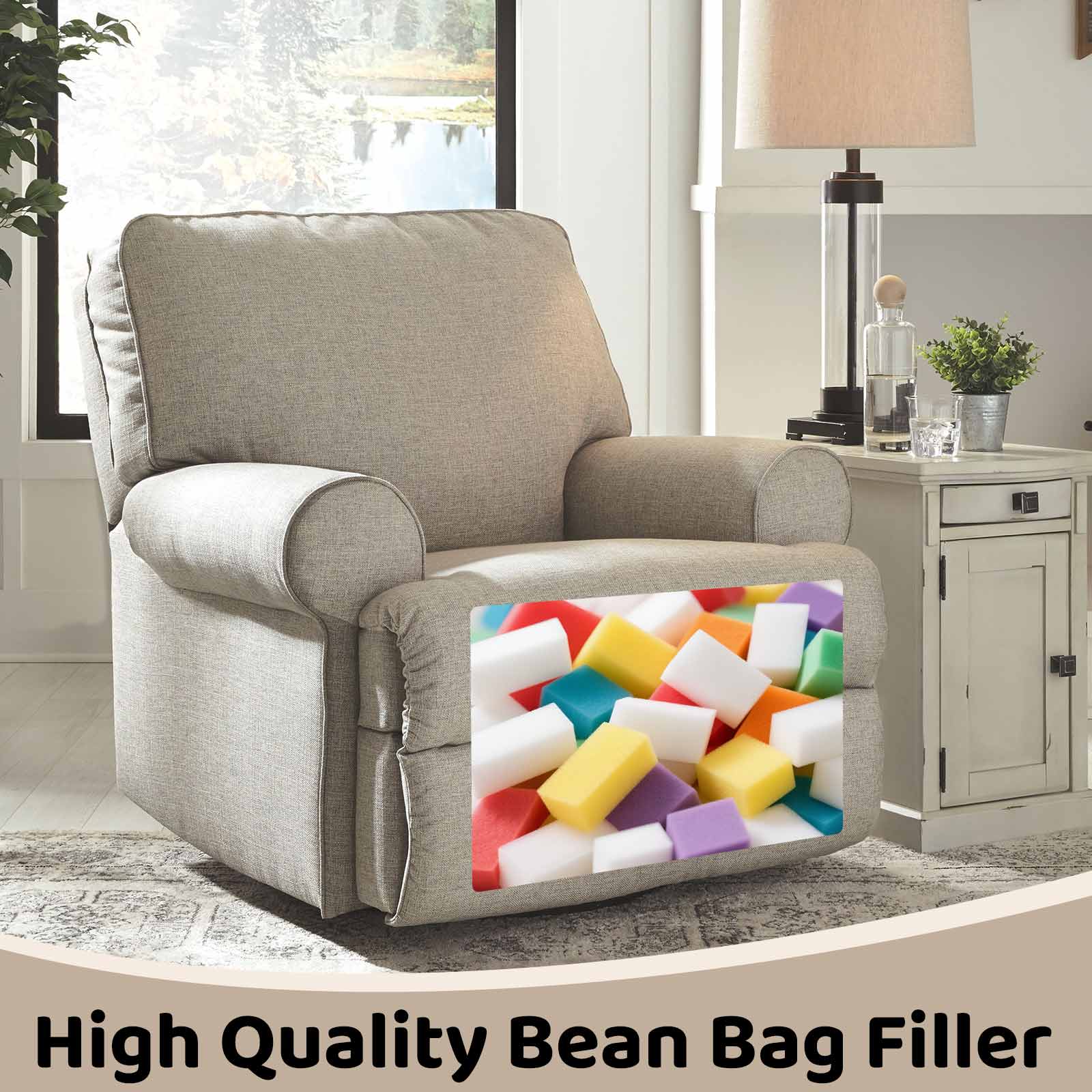 Bean Bag Filler,Shredded Memory Foam 10lbs,Bean Bag Filling Punching Bag Filler Soft Stuffing for Couch Cushion Pillows Dog Bed Stuffed Animals Beanbags Chairs Arts Crafts (10Pounds)