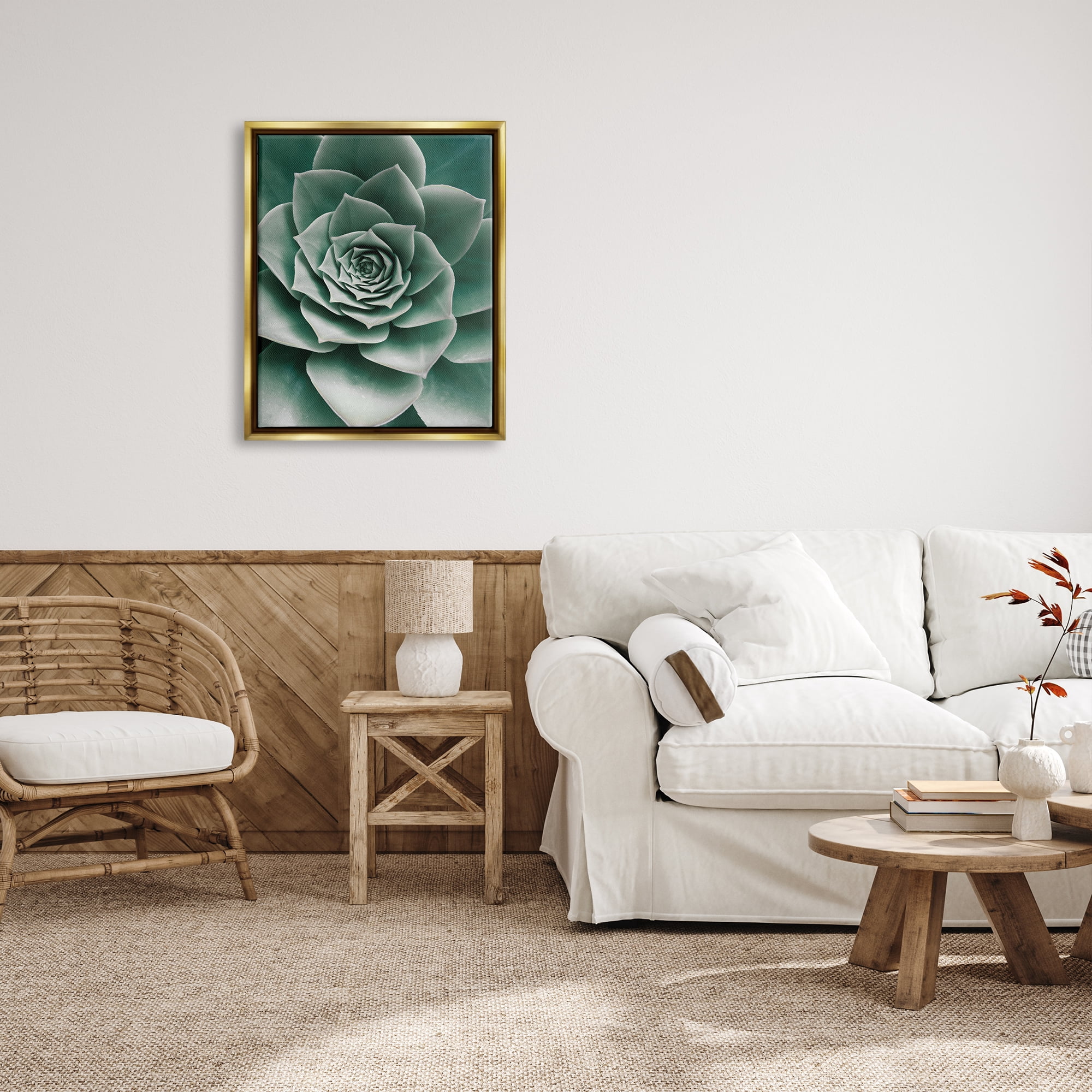 Stupell Industries Green Succulent Photography Botanical & Floral Photography Gold Floater Framed Art Print Wall Art, 25 x 31