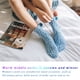 thumbnail image 4 of Guardurnaity Las mujeres del calor del invierno engrosaron los calcetines calientes de la nieve de la cachemira de las lanas terciopelo inconsútil Medias Azul claro y blanco, 4 of 6
