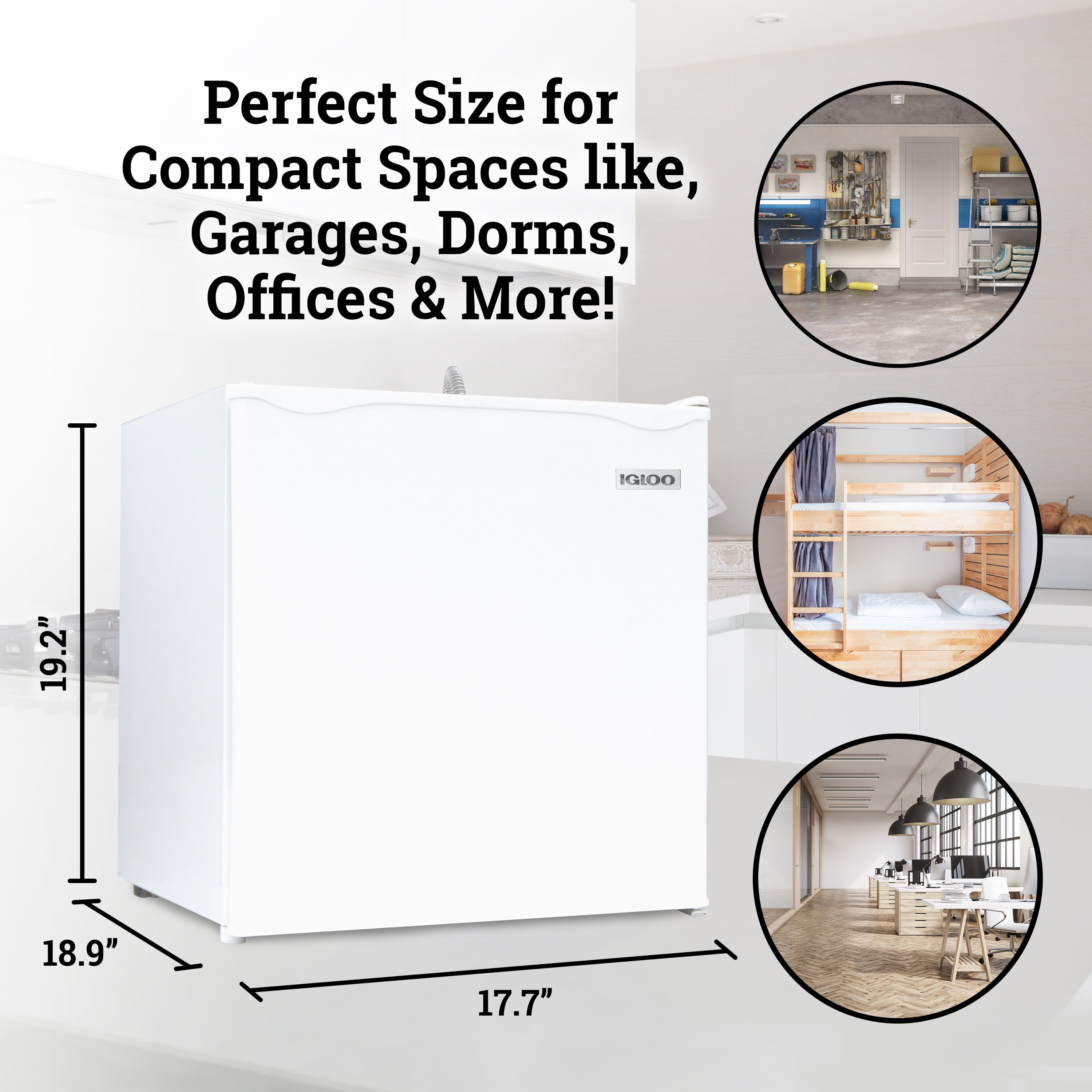 Igloo 1.6 cu ft Mini Refrigerator, Single Door Mini Fridge With Freezer, White