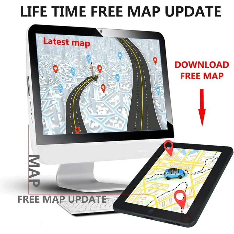 GPS Navigation for Car 7 Touchscreen 8GB+256M Vehicle GPS Navigator System  Real Voice Spoken Turn Direction Reminding GPS for Car with Lifetime Free