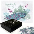 thumbnail image 2 of Ambesonne Feather Jigsaw Puzzle Durable Cardboard, Peacock Beauty Lettering, 1000 pcs, Coconut and Multicolor, 2 of 5