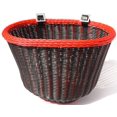 thumbnail image 1 of Colorbasket 01358 Adult Front Handlebar Bike Basket, All Weather, Water Resistant, Adjustable Leather Straps, Black with Red Trim, 1 of 7