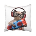 thumbnail image 1 of RYLABLUE White Fun Cat Headphones With Tape Recorder Accessory Adorable Animal Audio Beautiful Pillowcase Cover 16x16 inch, 1 of 1