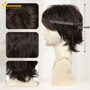 QUEENTAS 9.5 Inch Men Wig Short Brown Wig for Men Synthetic Hair Wigs for Daily Cosplay Halloween Wigs