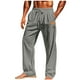 thumbnail image 2 of Pantalones casuales de longitud completa para hombre, color sólido, bolsillo, cintura elástica, rectos, de poliéster., 2 of 8
