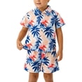 thumbnail image 4 of Baby Boy Outfits Coconut Tree Print Lapel Short Sleeve Button Shirt Top And Shorts 2 Piece Daily Wear Baby Boys' Clothing Sets Size 2-3 Years, 4 of 4
