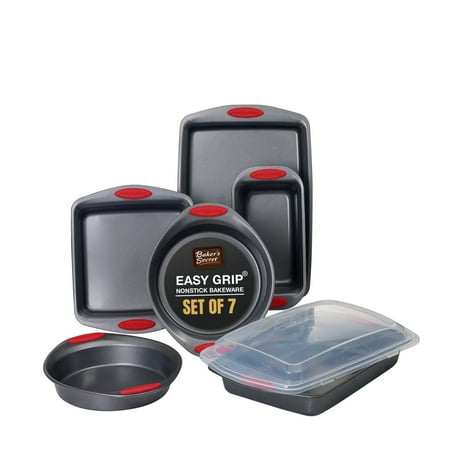 

Baker s Secret Easy Grip Bakeware Set of 7 Pieces Lid Included Dark Grey/Red