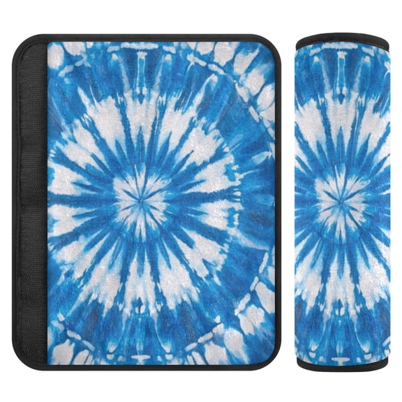 2 Car Seat Belt Covers S Size 6.5*6.5 Inches Car Seat Belt Shoulder Pad Backpack Shoulder Pad Stroller Belt Cover Dark Blue Tie Dye