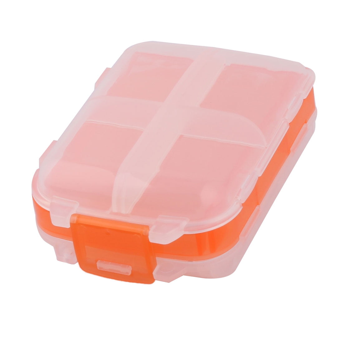 Home Plastic 8 Compartments Capsule Storage Box Case Container Orange