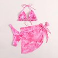 thumbnail image 3 of Fesfesfes 3 Piece Set Swimsuits for Women Tie-dye Halter Bikini Sarongs Cover Up Swimwear Swimsuit Beach, 3 of 6