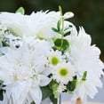 thumbnail image 3 of Enova Home Mixed Artificial Silk Dahlia Flowers Arrangement in Cube Glass Vase With Faux Water For Home Office Decoration (Cream), 3 of 4
