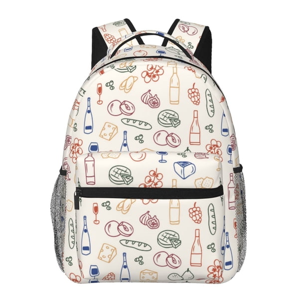 Balery Doodle Wine Mochila Escolar Impresa, Mochila Ligera para Viajes Casual, Mochila Duradera y Cómoda Multifuncional, Mochila para Laptop-One Size