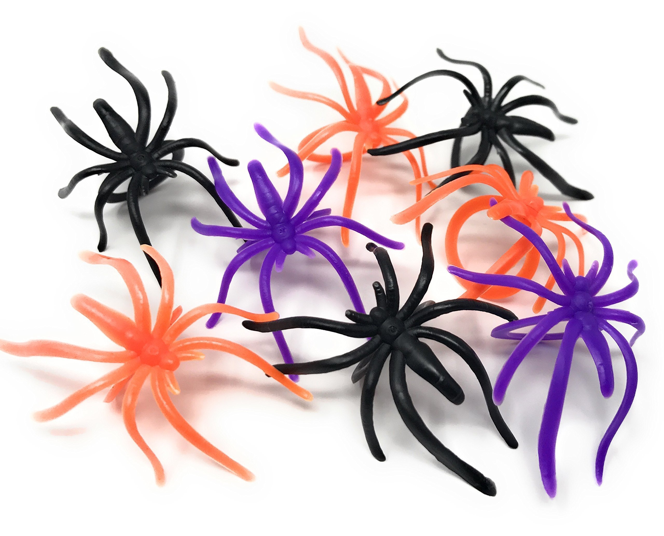 288 Bulk Halloween Spider Ring Assortment Orange, Purple, Black, and