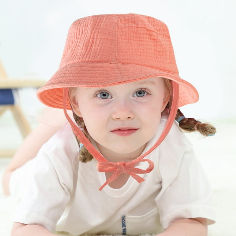 Tangnade Husfou Kids Sun Hat, Summer Toddler Hats Breathable for Girls Boys Baby UPF 50+ Beach Hat Adjustable for 12 Months-5 Years Wide Brim Caps Sun