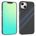 thumbnail image 4 of Étui Compatible avec iPhone 14 Max - Design Mince Absorbant les Chocs avec Finition Mate Premium Protection contre les Chutes - Fibre de Carbone Noir Bleu, 4 of 5