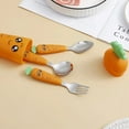 thumbnail image 4 of HLONK 1pc/set Creative Cartoon Carrot Tableware  Children‘s Fork Spoon with Handle  Portable Children‘s Tableware  for Toddlers Kids, 4 of 7