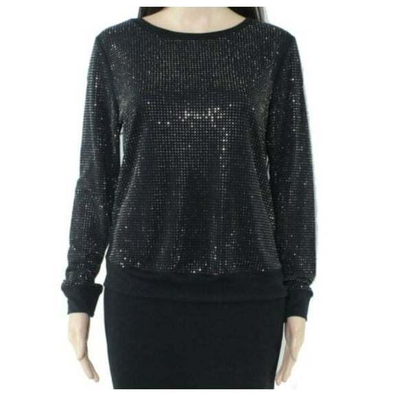 I.N.C Womens Studded Sweatshirt, Black, Small