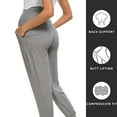 thumbnail image 4 of Women's Maternity Pants Stretchy Lounge Workout Pants Casual Loose Comfy Pregnancy Joggers with Pockets-Light gray, 4 of 5