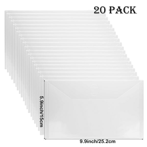 Briartw 20 Pieces of Storage Bags, 9.9x5.9inch Transparent Storage pockets to Organize Slimline Dies and Clear Stamps, Craft Case Tool for Craft Lovers