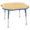 Early Childhood Resources ELR-14101-MBL-SS 48 in. Clover Adjustable Activity Table with Standard Legs, Swivel Glides - Maple & Blue
