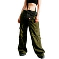 thumbnail image 3 of Liacowi Women Juniors Casual Baggy Cargo Pants Wide Leg Trousers Loose Oversized Hippie Punk Sweatpants Joggers Streetwear with Multiple Pocket, 3 of 6