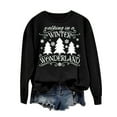 thumbnail image 2 of WREESH Womens Fashion Christmas Sweatshirt Casual Crewneck Sweatshirt Print Pullover Loose Fit Long Sleeve Tops Christmas Top Loose Fitting Sweater Black, 2 of 4