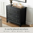 thumbnail image 4 of ANHDAH Storage Dresser Chest for Bedroom, 3 Wood Drawer Dresser for Clothes, Black, Set of 2, 4 of 7