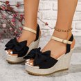 thumbnail image 2 of Rokment Womens Bowknot Wedge Dressy Sandals Elegant Open Toe Ankle Strap Platform Chunky High Heels Summer Dress Shoes for Bride Wedding Business Office, 2 of 7