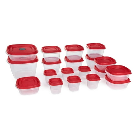 Rubbermaid Easy Find Vented Lids Food Storage Containers, 38-Piece Set, Red