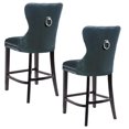 thumbnail image 4 of Ley Counter Stool in Black Velvet, Vintage Stool, Velvet Upholstered Stool, Island Counter - Set 2, 4 of 4