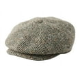 thumbnail image 2 of Men's Herringbone Tweed Wool Blend Newsboy Ivy Cap Snap Brim Gatsby Hat, 2 of 13