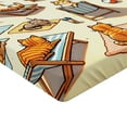 thumbnail image 2 of Ambesonne Cat Fitted Sheet, Summer Kittens Sandy Beach Fun, King Size, Beige Orange Pale Blue, 2 of 3