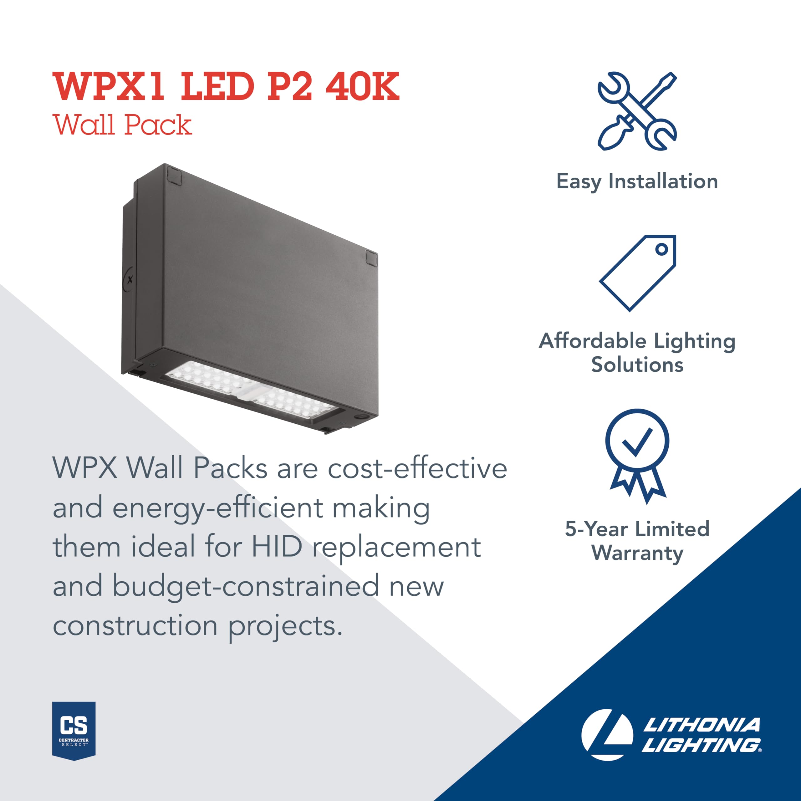 Lithonia Lighting 11.1" LED Wall Pack Outdoor Light Fixture, Building Wall Light, 4000K Cool White, MVOLT 120-277V, IP66, Bronze (WPX1 LED P2 40K MVOLT DDBXD M4) CA3