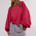 thumbnail image 4 of hxobax Womens Fall Oversized Sweatshirts Teen Girls Drop Shoulder Lantern Sleeve Crop Pullover Tops, 4 of 8