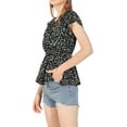 thumbnail image 4 of Allegra K Women's Casual Ruffle Neck Faux Wrap Ditsy Floral Peplum Top, 4 of 6