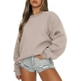 thumbnail image 1 of Sweat à Manches Longues pour Femmes, Col Rond Décontracté, Coupe Ample, Pull à Capuche, Polaire, Automne, 1 of 6