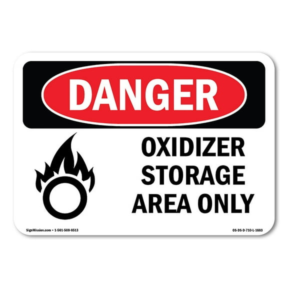 OSHA Danger Sign - Oxidizer Storage Area Only | Decal | Protect Your Business, Construction Site, Warehouse & Shop Area |  Made in The USA