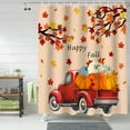 thumbnail image 4 of Fall Shower Curtain Harvest Pumpkin Red Truck Shower Curtains for Bathroom Decor Fall Thanksgiving Harvest Maple Leaf Bath Curtains Sets with Hooks Polyester Fabric Waterproof Extra Long 72" x 84", 4 of 5