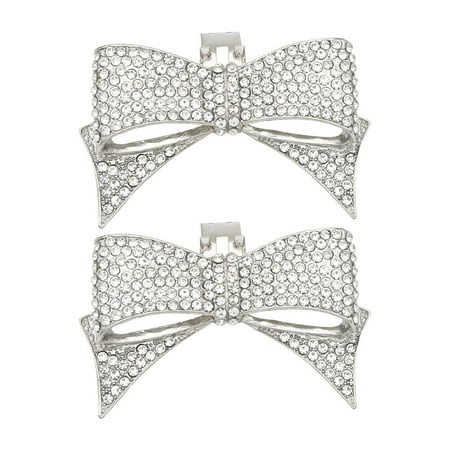 

1 Pair Bowknot Shaped Ornament Fashion Shoe Decor Bowknot Shoe Charms (Silver)