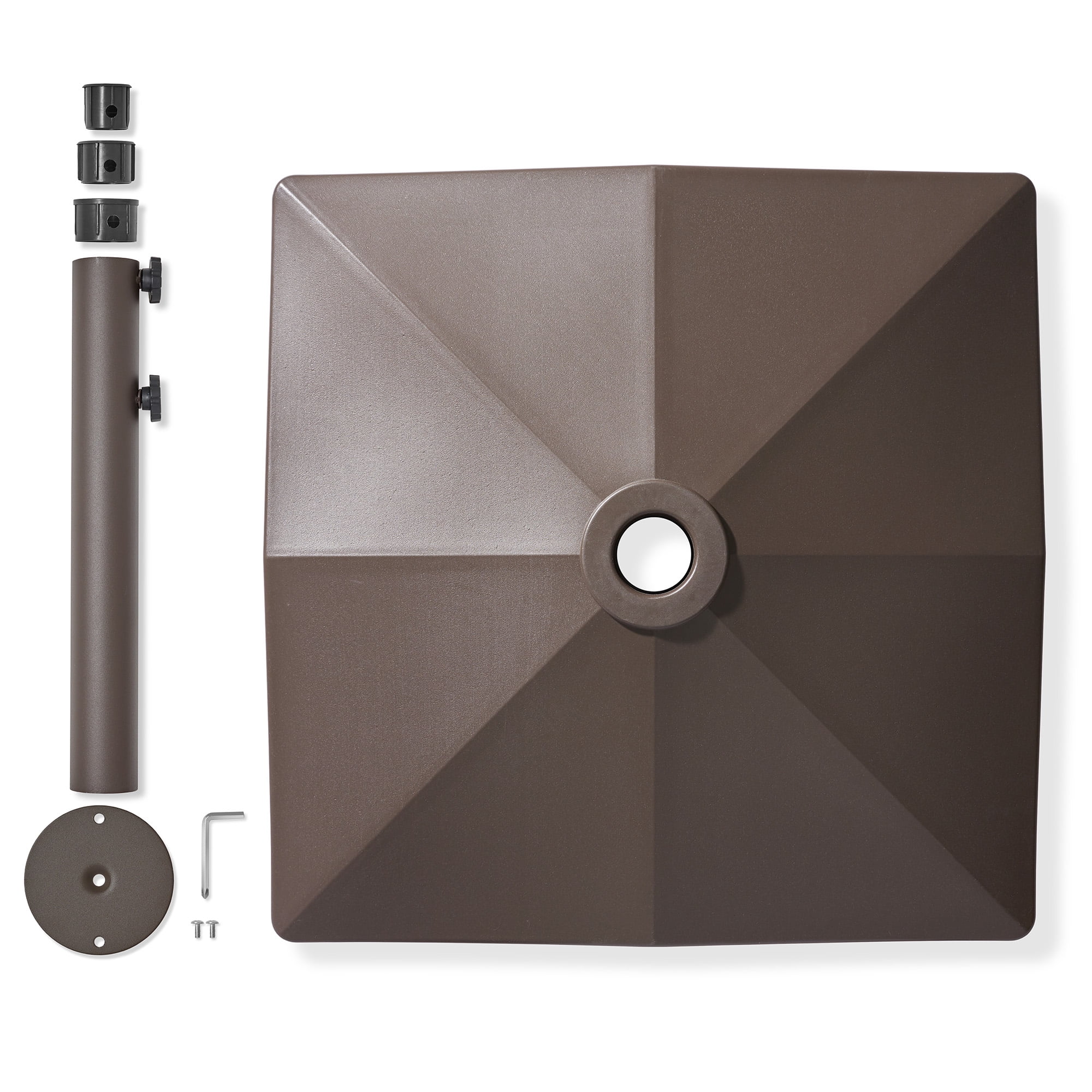 180lb Capacity Fillable Mobile Umbrella Base Stand with 4 Wheels - Brown