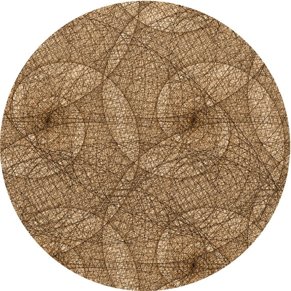Ahgly Company Indoor Round Patterned Saddle Brown Area Rugs, 6' Round