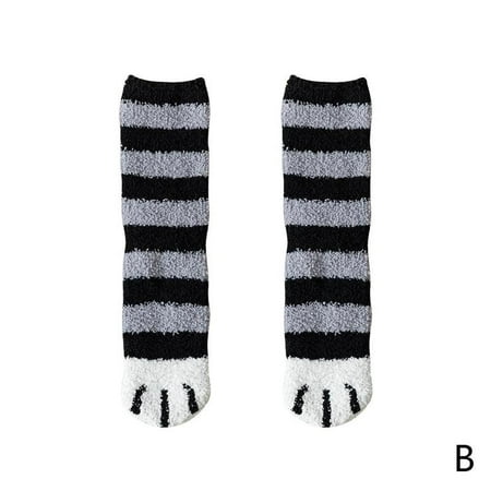 

3D Cartoon Socks Coral Fleece Thickened Medium Tube Winter Cat Socks Party Year New Warm Paws E1U9