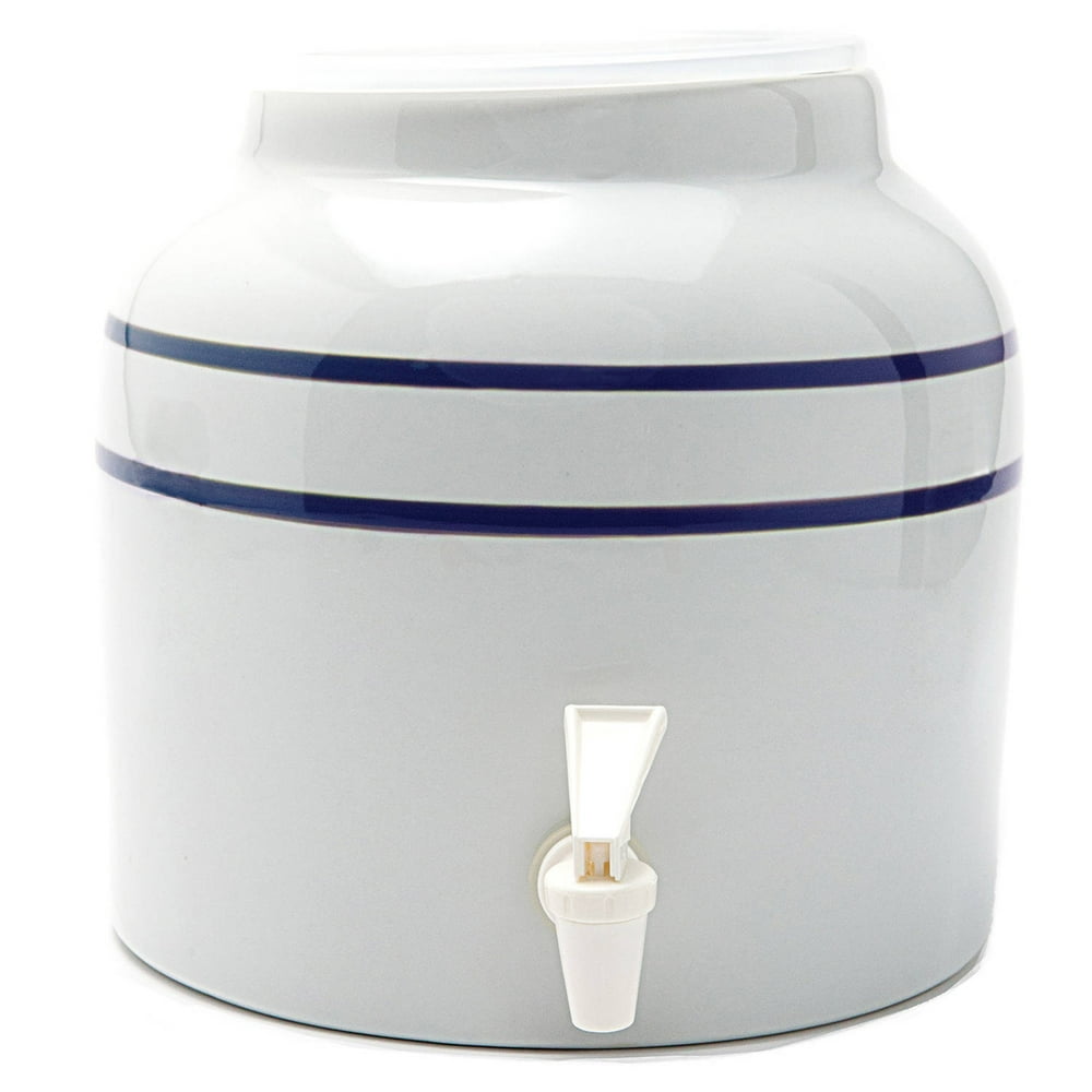 Bluewave DS171 21/2 Gal Blue Stripe Porcelain Water Dispenser Crock
