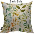 thumbnail image 2 of Spring Floral Throw Pillow Cover Watercolor Herbs Flowers Leaves Boho Green Yellow Decorative Pillow Cases Square Cotton Linen Cushion Cover for Home Bed Sofa Couch 16x16 Inch, 2 of 6