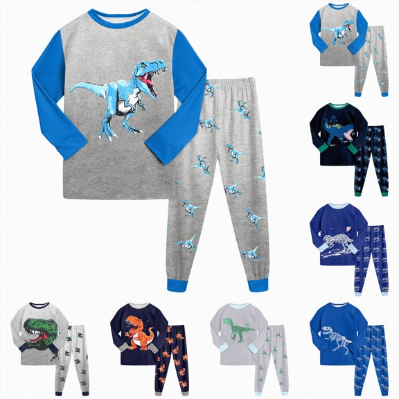 YDFCWXW Kids Clothes Boys Girls 2 Piece Toddler Clothes Cotton Pajama Set Snug Fit Cozy Size 2-8T (Grey, 4-5 Years)